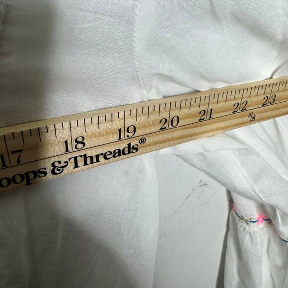 Natural Life White Embroidered Peasant Blouse L Boho Cotton‎ Tunic Top Festival - Picture 8 of 9